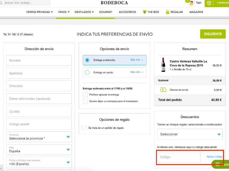 Bodeboca código descuento