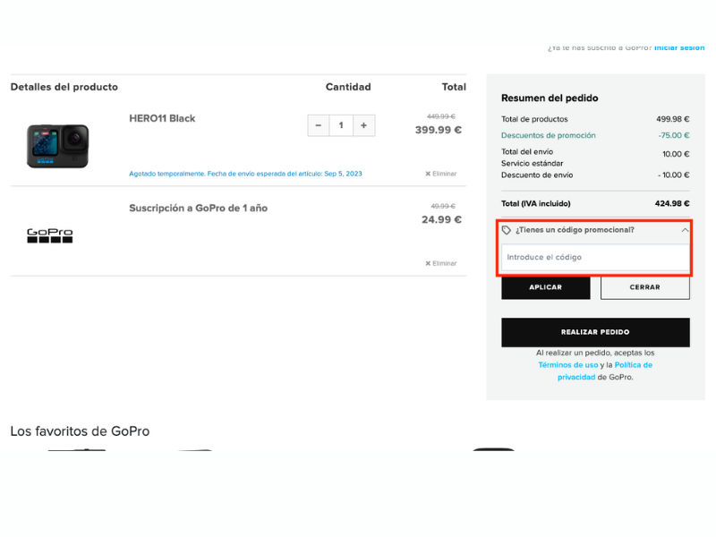 GoPro código descuento