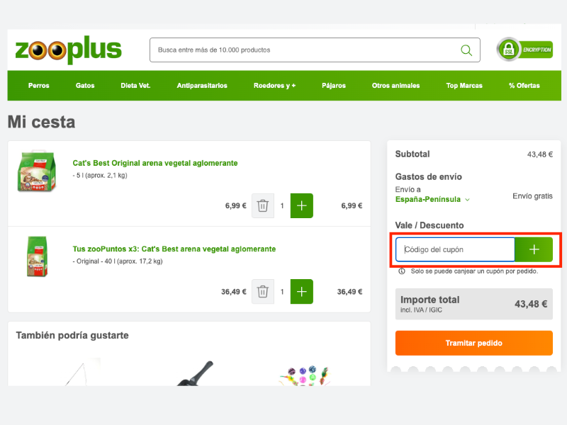 Zooplus código descuento