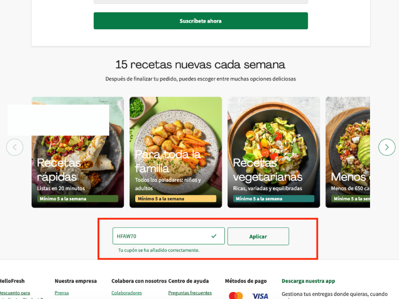 HelloFresh código descuento