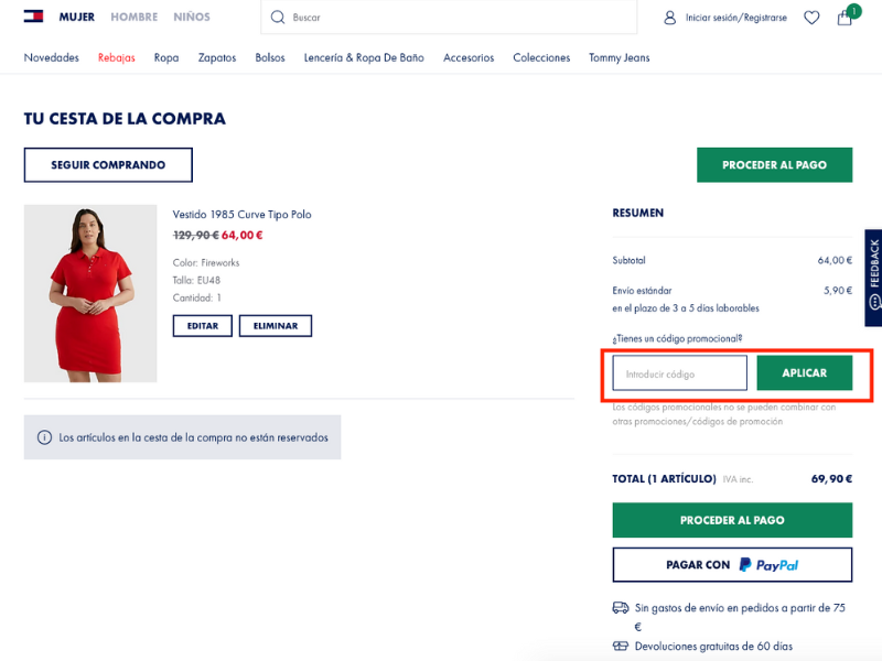 Tommy Hilfiger código descuento