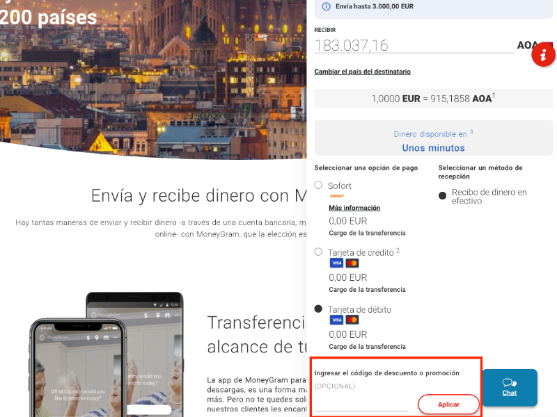 MoneyGram código descuento