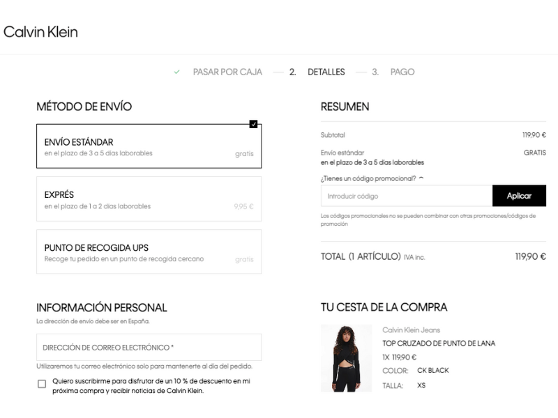 Calvin Klein código descuento