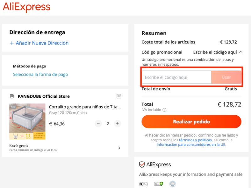 AliExpress Mexico código descuento