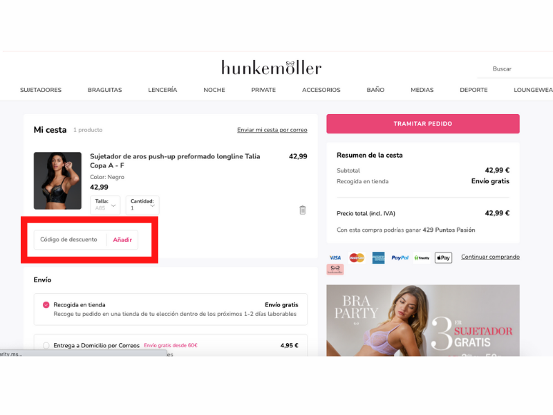 Hunkemöller código descuento