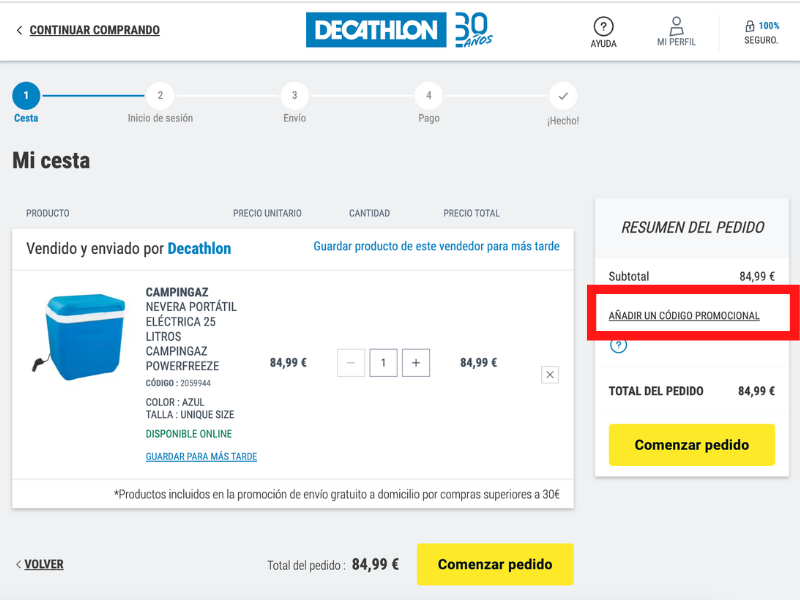 Decathlon código descuento