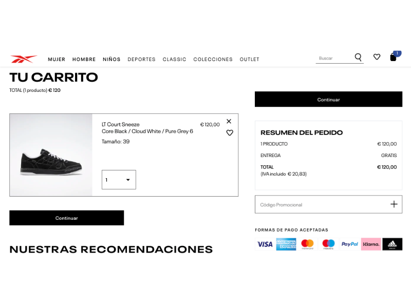 Reebok código descuento