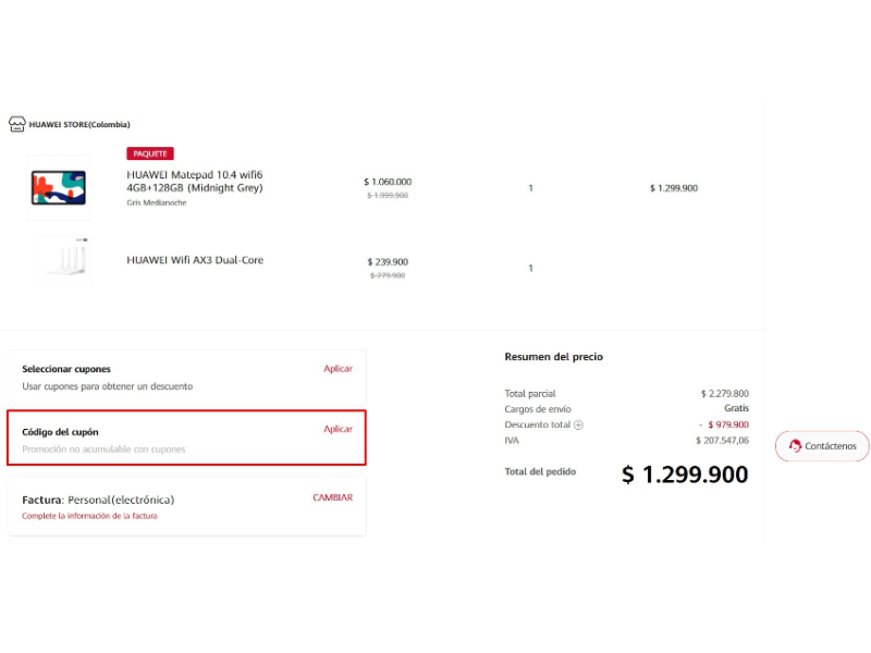 Huawei código descuento