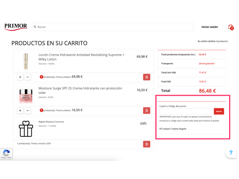 Primor código descuento