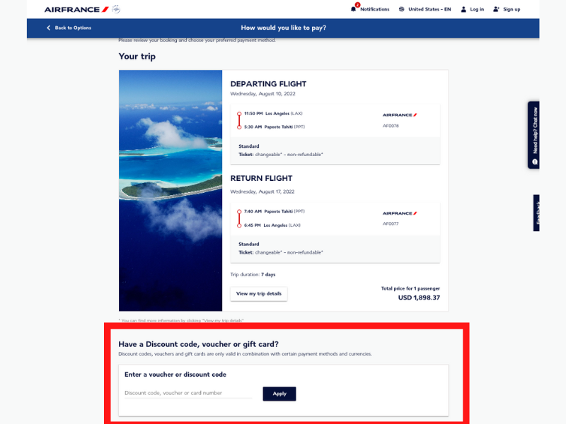 Air France código descuento