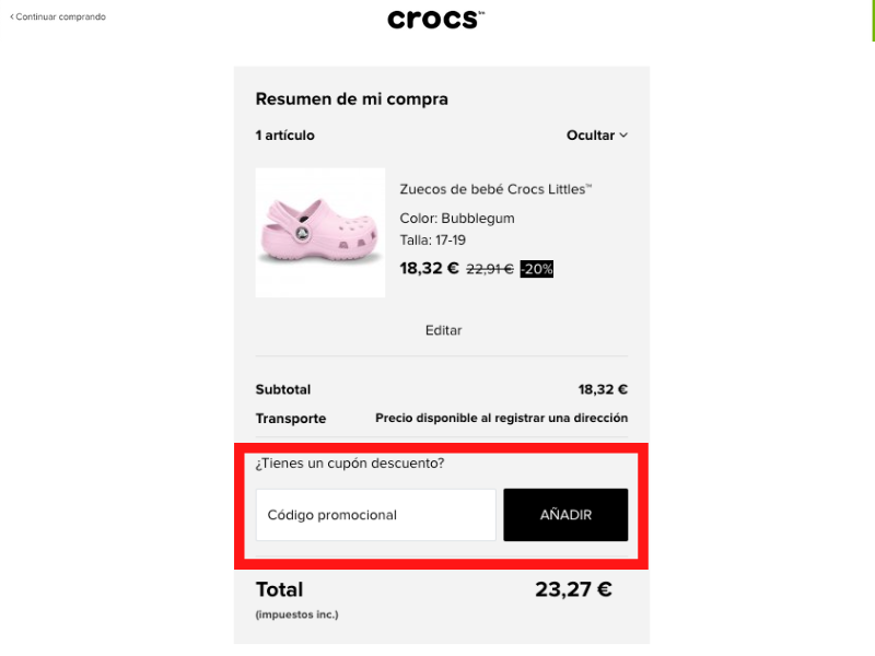 Crocs código descuento