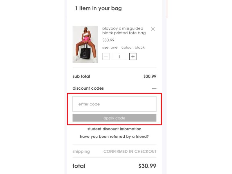 Missguided código descuento