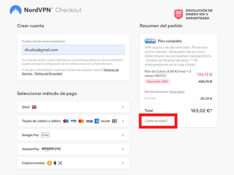 NordVPN código descuento