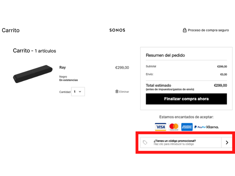 Sonos código descuento