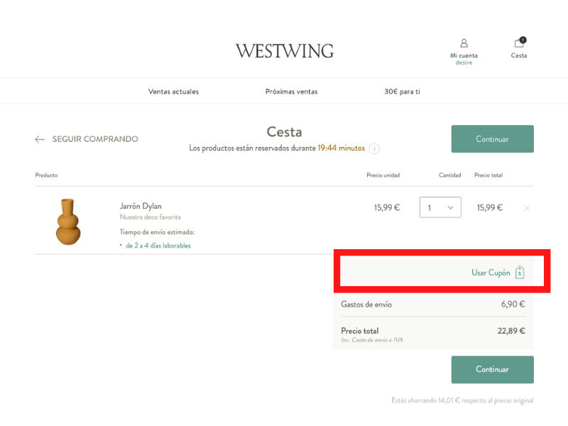 Westwing código descuento