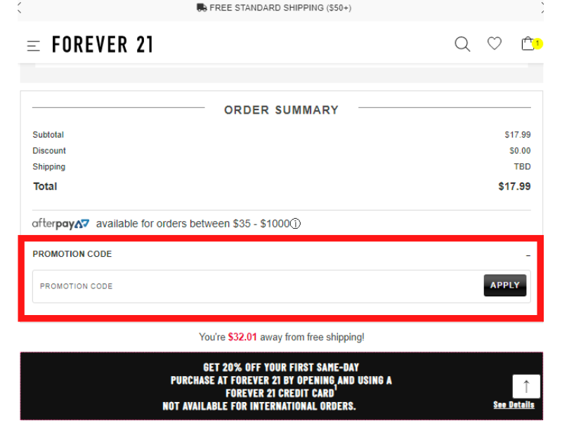 Forever 21 código descuento