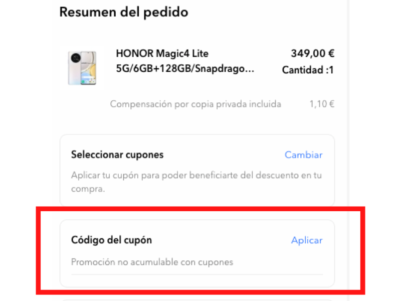 Honor código descuento