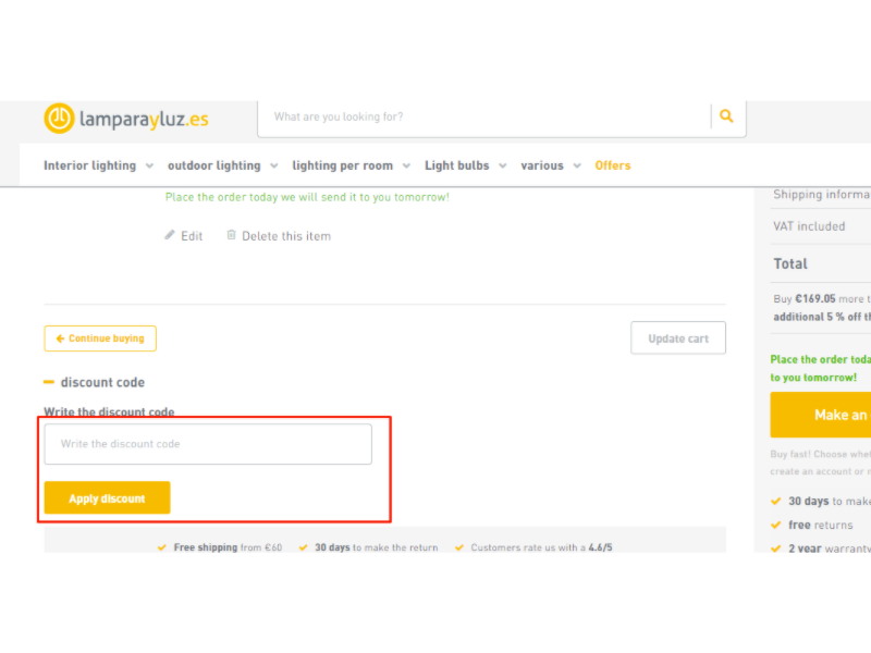 Lamparayluz código descuento