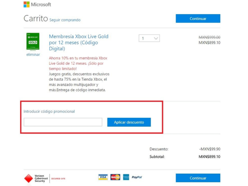 Microsoft código descuento